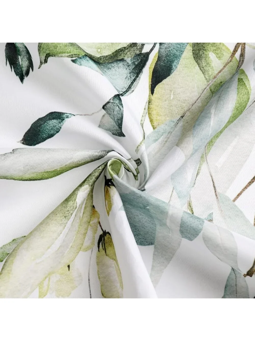 Sage Green Eucalyptus Shower Curtain Set | Floral Watercolor Bathroom Decor